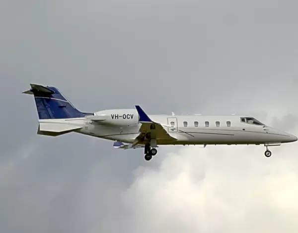 Lear 45. On short finals to land at Avalon