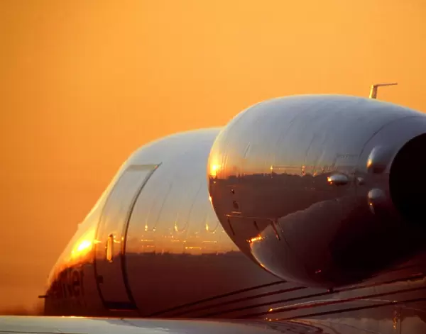 Learjet at sunset