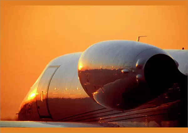 Learjet at sunset