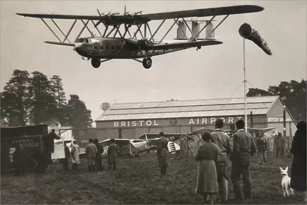 Handley Page HP42 Imperial Airways landing at Bristol Airport UK
