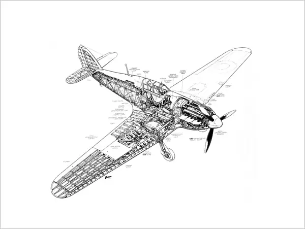 Hawker Hurricane Mk1 Cutaway Drawing