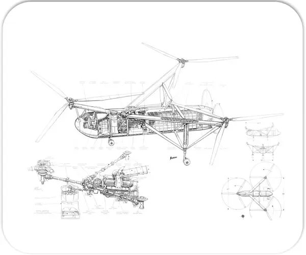Cierva W11 Air Horse Cutaway Drawing