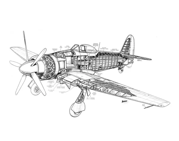 Hawker Sea Fury Cutaway Drawing