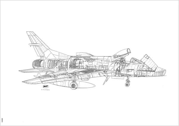 North American F-100 Super Sabre Cutaway Drawing