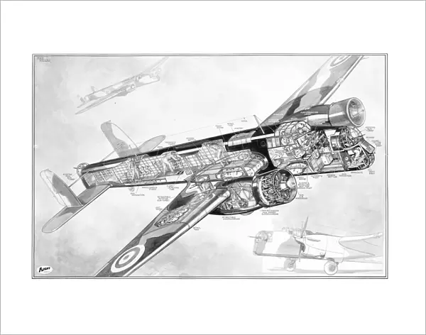Armstrong Whitworth AW38 Whitley Cutaway Drawing