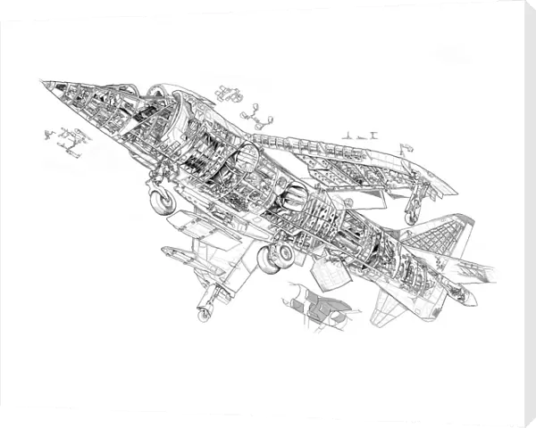 Hawker Siddeley Harrier GR1 Cutaway Drawing