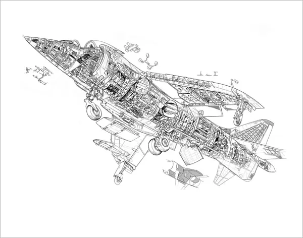 Hawker Siddeley Harrier GR1 Cutaway Drawing