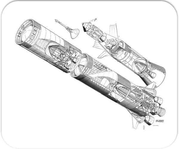 Nasa Apollo Saturn V Rocket Cutaway Drawing
