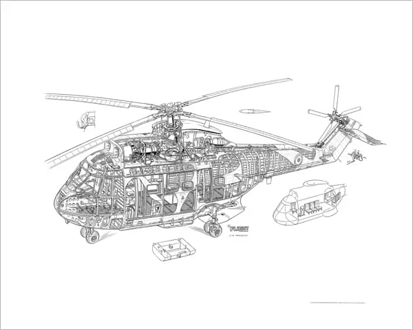 Aerospatiale SA330 Puma Cutaway Drawing
