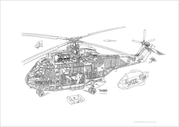 Aerospatiale SA330 Puma Cutaway Drawing