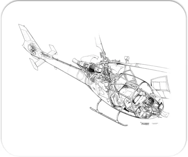 Aerospatiale SA341 Gazelle Cutaway Drawing
