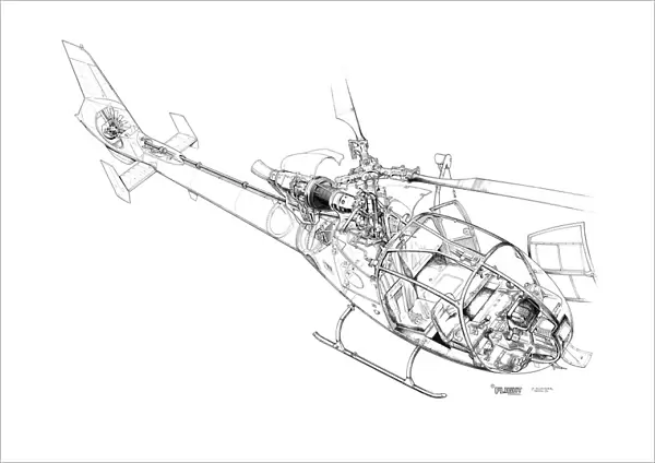 Aerospatiale SA341 Gazelle Cutaway Drawing