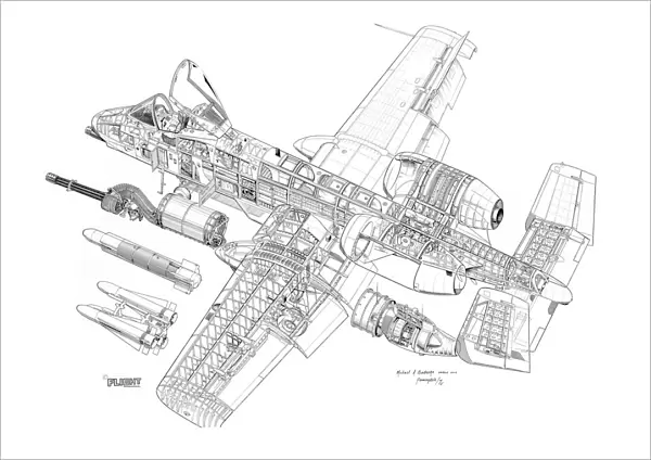 Fairchild A-10A Thunderbolt II Cutaway Drawing