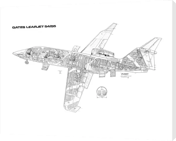 Learjet 54  /  55 Cutaway Drawing