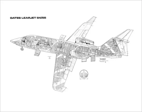 Learjet 54  /  55 Cutaway Drawing