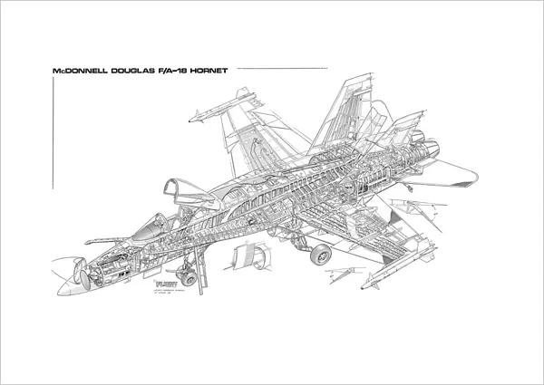 Boeing F  /  A-18A Hornet Cutaway Drawing
