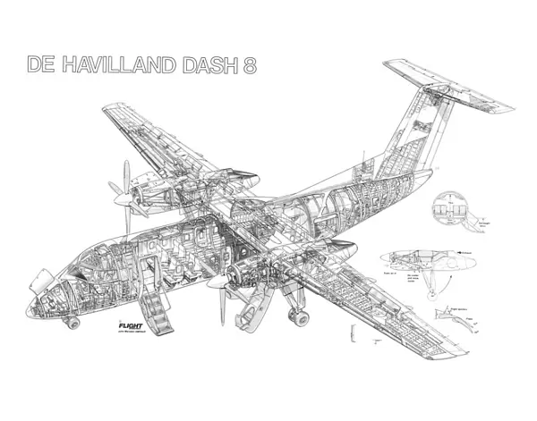 DH Dash 8-100 Cutaway Poster
