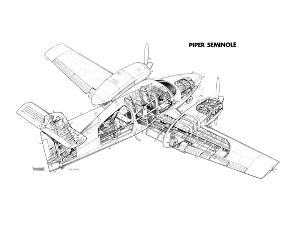 Piper PA-44 Seminole Cutaway Drawing