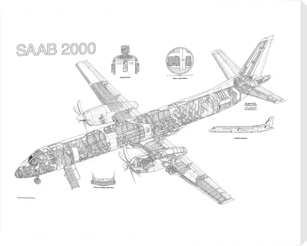 Saab 2000 Cutaway Drawing