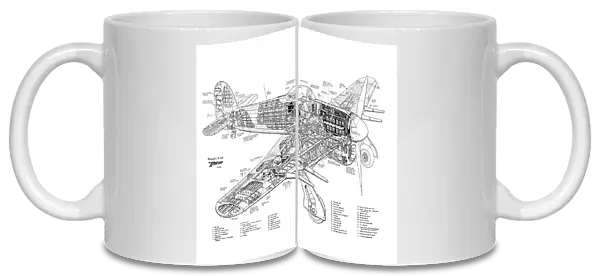 Hawker Typhoon 1B Cutaway Drawing
