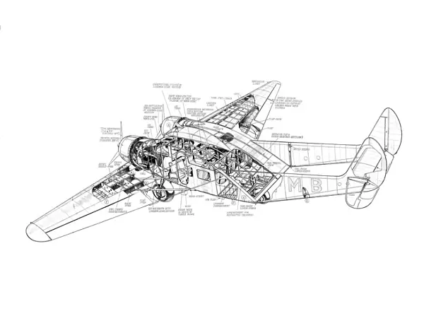 Cunliffe-Owen Flying Wing Cutaway Drawing