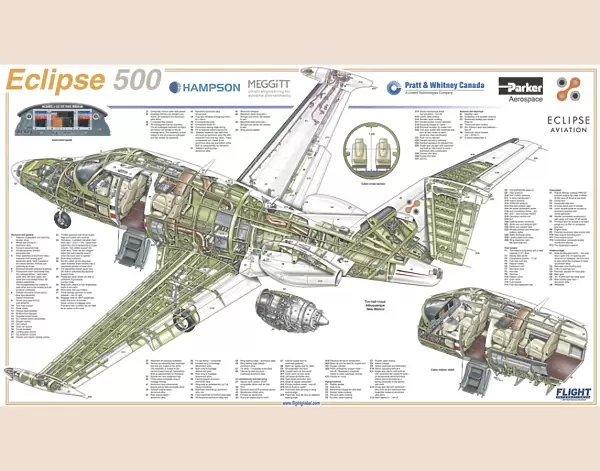 Cutaway Posters, Business Aircraft Cutaways, Eclipse500