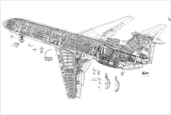 Hawker Siddeley Trident Cutaway Drawing