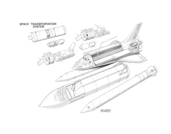 Nasa Space shuttle transportation Cutaway Drawing