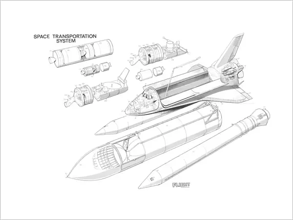Nasa Space shuttle transportation Cutaway Drawing