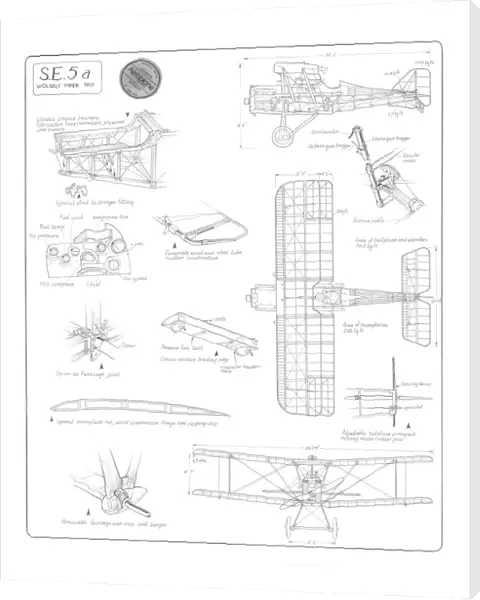Royal Aircraft Factory S. E. 5 Cutaway Drawing
