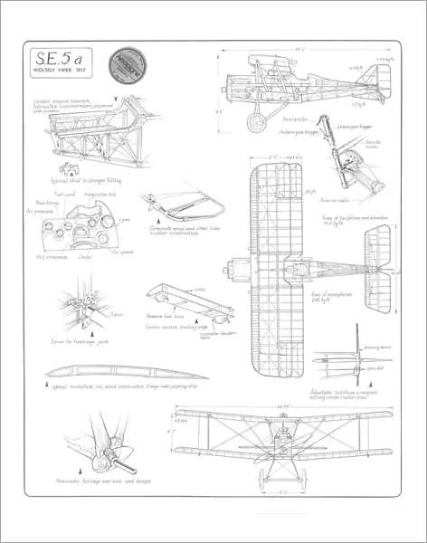 Royal Aircraft Factory S. E. 5 Cutaway Drawing