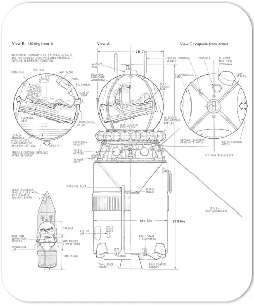 Soviet Vostok Capsule Cutaway Drawing