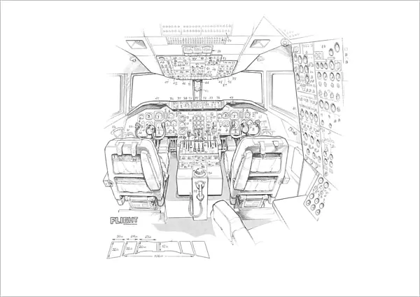 McDonnell Douglas DC-10 cockpit detail Cutaway Drawing