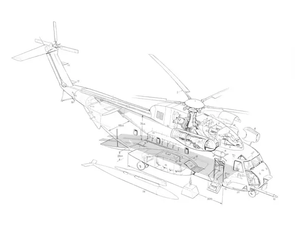 Sikorsky CH-53 Cutaway Drawing