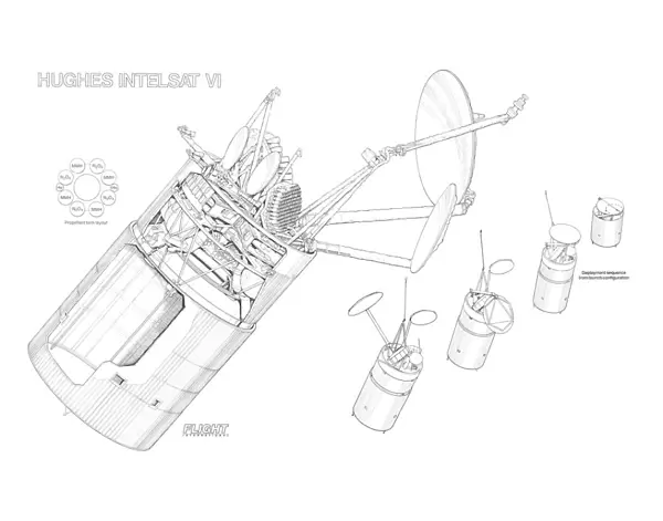 Hughes Intelsat VI satellite Cutaway Drawing