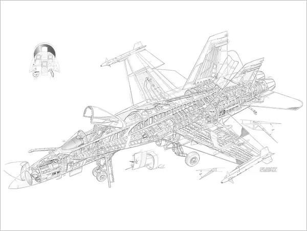 McDonnell Douglas F  /  A-18 Hornet Australian Cutaway Drawing