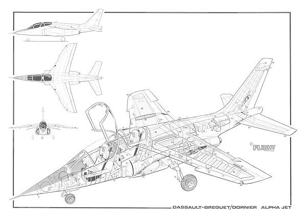 Breguet-Dassault-Dornier ALFA Jet Cutaway Drawing