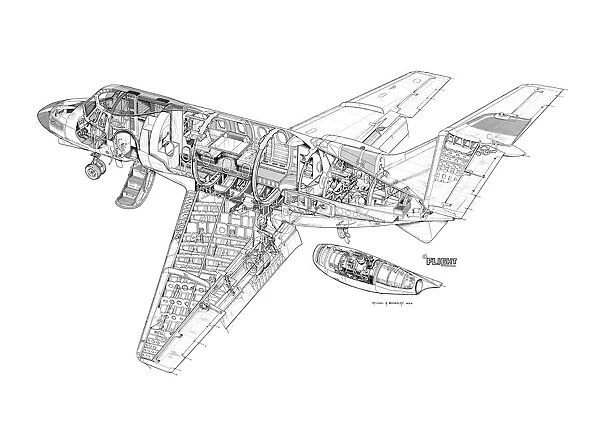 Hawker Siddeley HS125-400 Cutaway Drawing