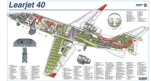 Learjet 40 Cutaway Poster