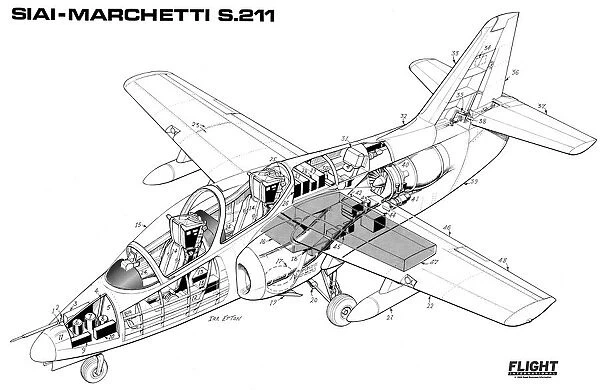 Siai-Marchetti S211 Cutaway Drawing