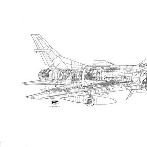 North American F-100 Super Sabre Cutaway Drawing