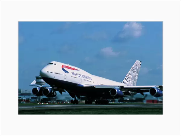 Boeing 747-400 British Airways taking-off at Gatwick Airport UK