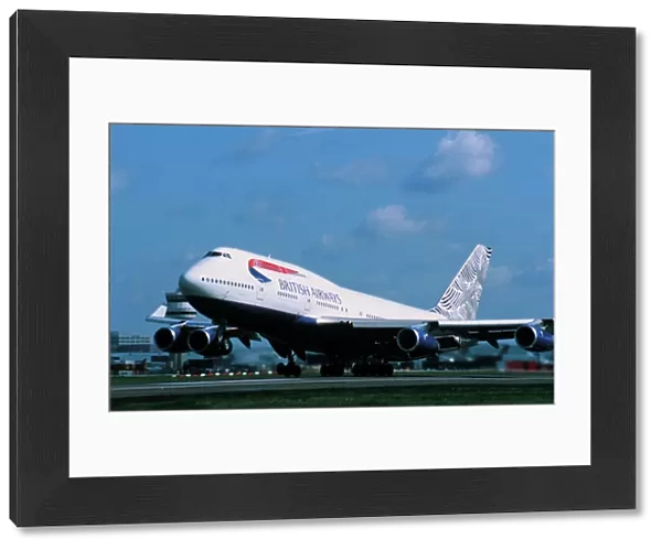 Boeing 747-400 British Airways taking-off at Gatwick Airport UK