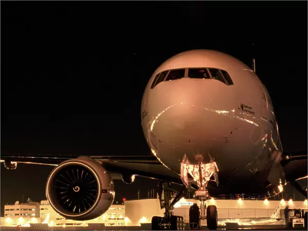 Boeing 777 at Boeing plant Seatle USA at night
