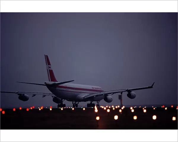 Airbus A340 Air Mauritius at CDG Paris at night