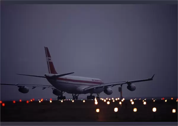 Airbus A340 Air Mauritius at CDG Paris at night