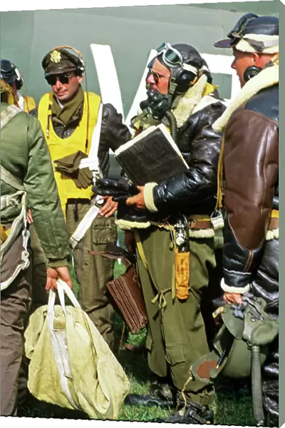 Pilots dressed in vintage flying gear at Oshkosh