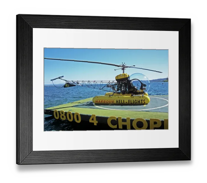 Framed Print : Harbour Heli-flights on Lake Taupo, New Zealand