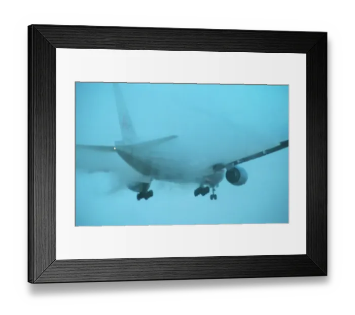 Framed Print : neal b777 aa landing in mist Framed Print : neal b777 aa landing in mist