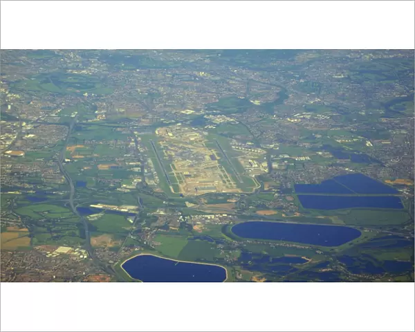 Aerial view of Heathrow Airport showing T5 area